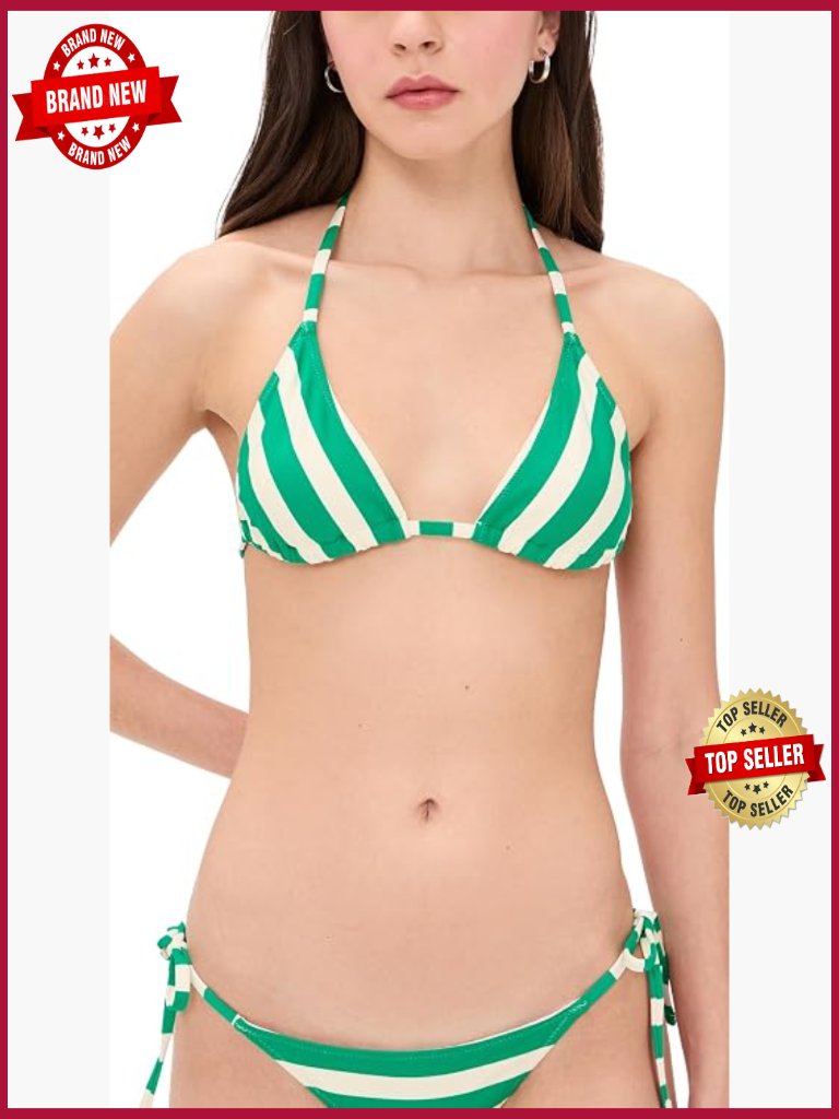 Women's Striped Triangle Bikini Top Tie Closure Swimwear